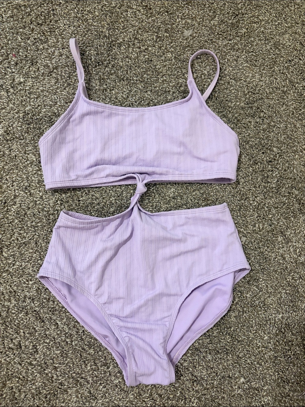 art class Lilac Ribbed Two-Piece Kids Swim Bikini with Front Twist